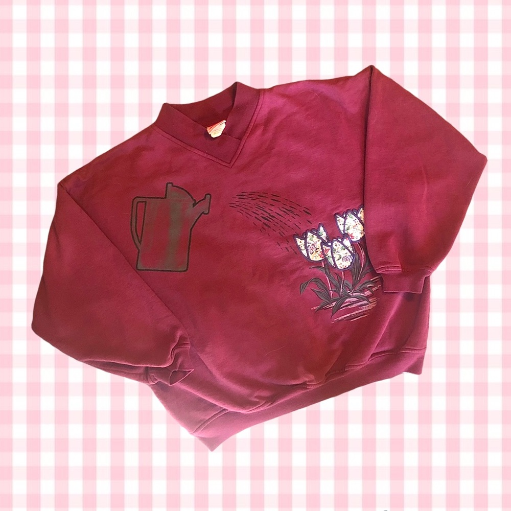 Vintage Lady Footlocker Maroon Grandma Sweater - Medium